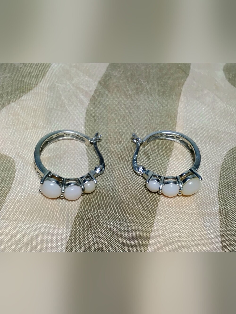 925 Silver Mother Of Pearl Hoop Earrings